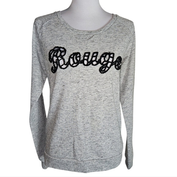 Maison Scotch La Femme Selon Marie Gray Black Rouge Sweatshirt Sz 2 US M Sweater - Picture 1 of 14